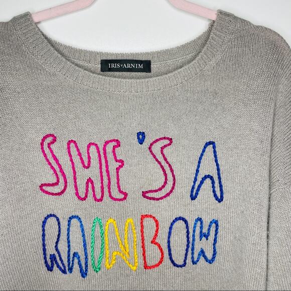 Iris Von Arnim 100% Cashmere Sweater ‘She’s a Rainbow’ Size Small - Picture 9 of 12